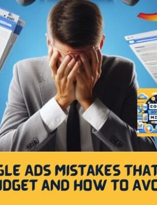 A banner showing a remorseful marketer after committing costly Google Ads mistakes.