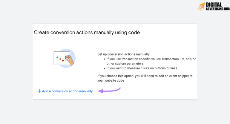 Click “Add a conversion action manually.”